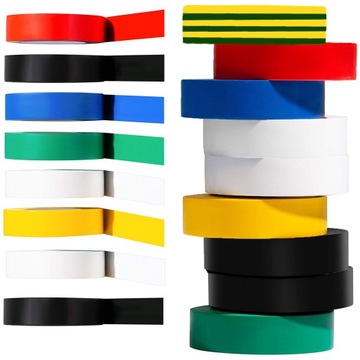 НАБОР 10x 5,5 м ПРОЧНАЯ ВОДОНЕПРОНИЦАЕМАЯ ИЗОЛЕНТА, ЦВЕТНАЯ КЛЕЯЧАЯ ЛЕНТА 18 ММ