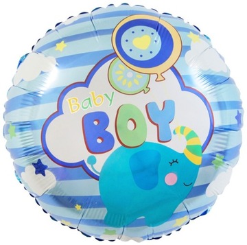 BALON FOLIOWY BOY BABY SHOWER CHŁOPIEC SŁONIK 45CM