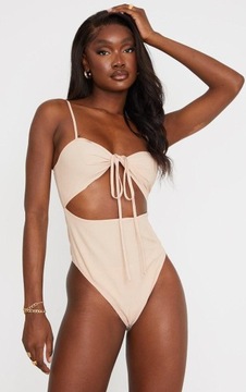 DD8 BEŻOWY BODY WYCIĘCIA PRETTYLITTLETHING 38