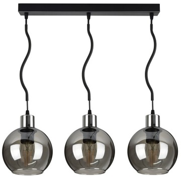 Szklana Lampa Wisząca Żyrandol SPLINE Chrom Kula