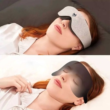 Opaska na oczy do spania 3D PREMIUM ZACIEMNIAJĄCA ergonomiczna maska szara