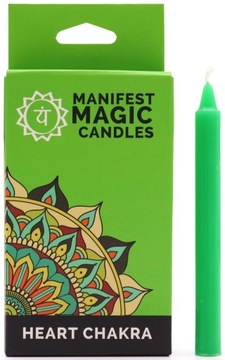 SOJOWA ZIELONA ŚWIECA RYTUALNA 1 SZT., 7 CZAKR - CZAKRA SERCA