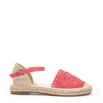 Czerwone espadryle koronkowe damskie buty LX201 11229 rozmiar 39