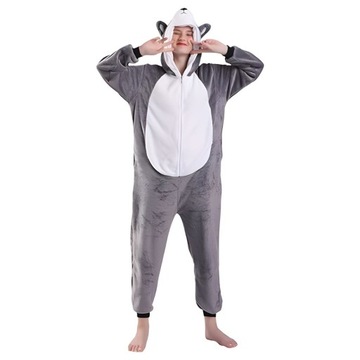 Piżama Onesie Kigurumi Kostium Przebranie Szary Husky S: 145 - 155cm