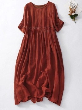 Retro Cotton Linen Dress Women's New Summer Loose