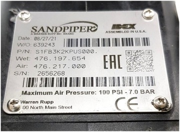 Метрические винты для мембранного насоса SANDPIPER S1F