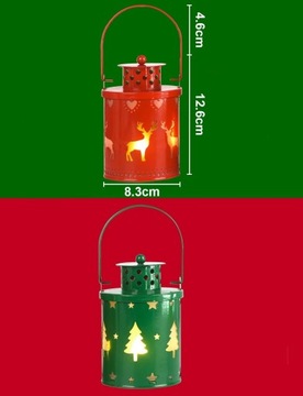 Dekoracja świąteczna, 2x lampion - czerwony i zielony Adwent Roraty Święta