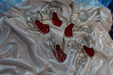 Витражные ангелы, НАБОР из 5 шт., красный, рифленый