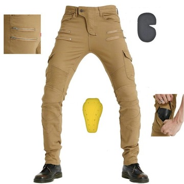 SPODNIE MOTOCYKLOWE BOJÓWKI MĘSKIE JEANSY KEVLAR XXS-4XL