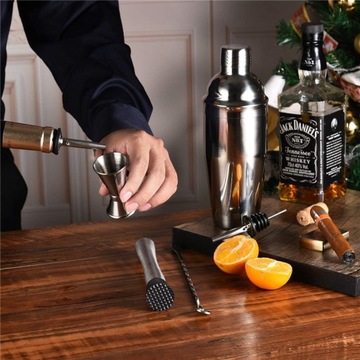 Барменский набор для напитков 6 предметов Шейкер 750 мл Muddler Jigger Pourer Spoon