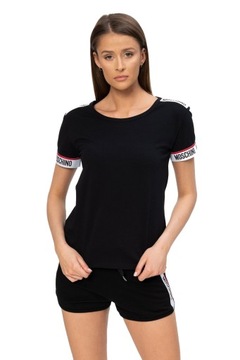 MOSCHINO UNDERWEAR - czarny t-shirt z logo r. XS