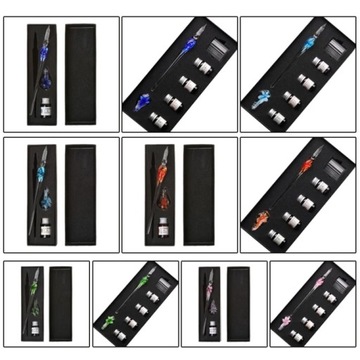 Стеклянная ручка для каллиграфии, набор чернил для погружения в хрустальное стекло, неуглеродные чернила