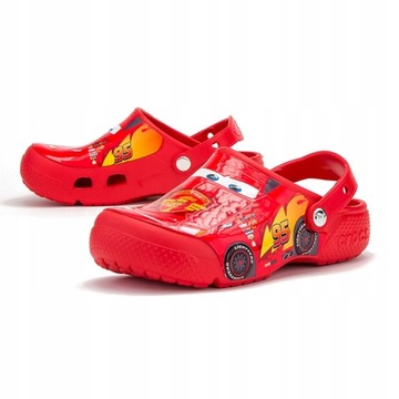 Klapki dziecięce Crocs 19/20EU czerwone oryginał AUTA chłopięce