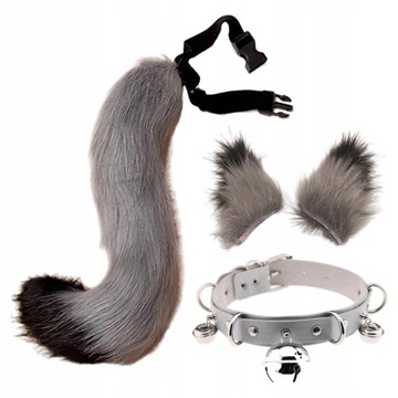Faux Fur Cat uszy i ogon zestaw Halloween