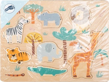 ДЕРЕВЯННЫЙ ПАЗЛ САФАРИ ЖИВОТНЫЕ ЛЕВ ЖИРАФ