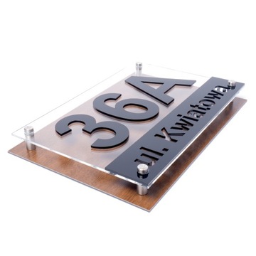 Tablica adresowa adres 3D numer na dom 30x20 aluminium z fakturą drewna