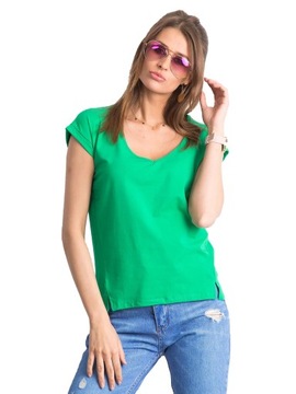 KOSZULKA DAMSKA BAWEŁNIANA T-SHIRT DEKOLT V SEREK