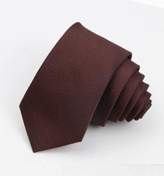 Elegancki KRAWAT wąski brązowy