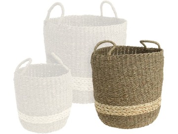 Okrągły Kosz z trawy morskiej BOHO - M 35 x 37 cm