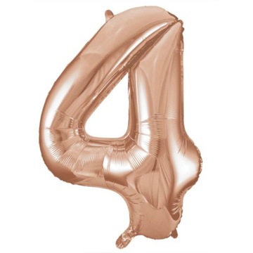 BALON CYFRA ROSE GOLD NUMER FOLIOWY URODZINY CZTERY 4 XL 86 CM RÓŻOWE ZŁOTO