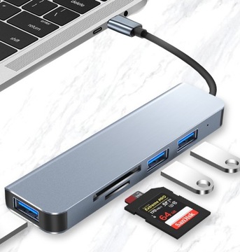 РАЗДЕЛИТЕЛЬ ПОРТОВ USB C 3.0 3x USB 2x SD TF КАРТРИДЕР АДАПТЕР 5 В 1