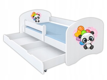 Łóżko dziecięce z barierką 160x80 kolorowa panda