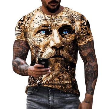 KOSZULKA MĘSKA T-SHIRT 3D VINTAGE WOJOWNIK M