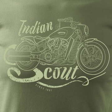 Koszulka motocyklowa na motor z motocyklem Indian Scout Bobber na prezent