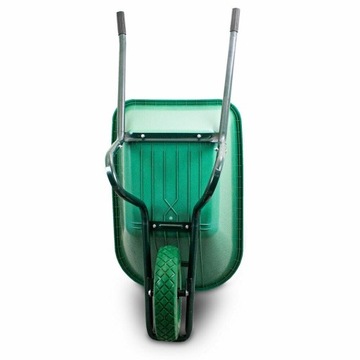 Садовая/строительная тачка Одноколесная ПУ 100л 250кг Чаша из ПВХ Зеленое колесо