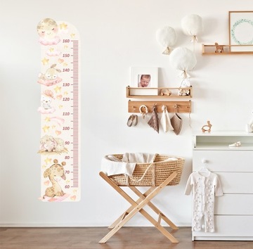 Miarka wzrostu naklejka na ścianę śpiące zwierzęta - króliczek, owieczka