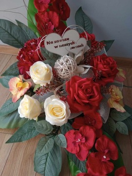 Komplet wkład do wazonu + Stroik na grób wiązanka