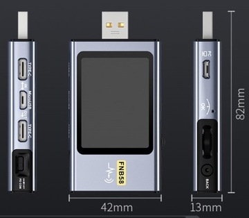 Многофункциональный тестер Fnirsi FNB58 USB C, измерение напряжения и тока с помощью Bluetooth