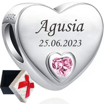 CHARMS srebro 925 SERCE z cyrkonią zawieszka na PREZENT BEADS + GRAWER