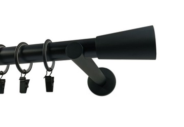 KARNISZ METALOWY 25mm MIX wybór KOŃCÓWEK CZARNY MAT 180cm