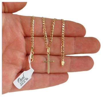 Полная золотая цепочка 585/45 см. Гравер крест