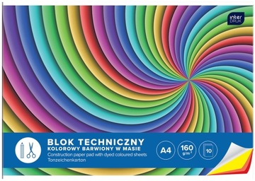 Blok Techniczny Kolorowy A4 10 Kartek Interdruk