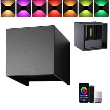 LAMPA KINKIET ŚCIENNY LED ELEWACYJNA INTELIGENTNA WIFI KONTROLA APP IP65