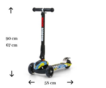 САМОКАТ детский ТРЕХКОЛЕСНЫЙ LED Balance MAGIC GRAFFITI 3+ ЧЕРНЫХ ЦВЕТОВ