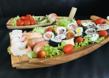 Деревянная лодка-паттерн для подачи закусок SUSHI FISH корабль 40