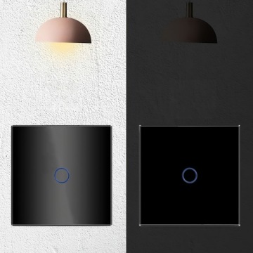 СЕНСОРНОЕ СТЕКЛО ВЫКЛЮЧАТЕЛЬ СВЕТА ОДИНОЧНЫЙ ЧЕРНЫЙ СВЕТОДИОД ЗАКАЛЕННОЕ СТЕКЛО