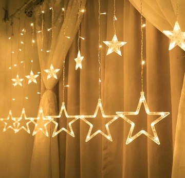 УКРАШЕНИЕ ОКНА СВЕТОДИОДНЫЕ ШТОРЫ ГИРЛЯНД ЗВЕЗДА ЛАМПЫ РОЖДЕСТВЕНСКИЕ ОГНИ