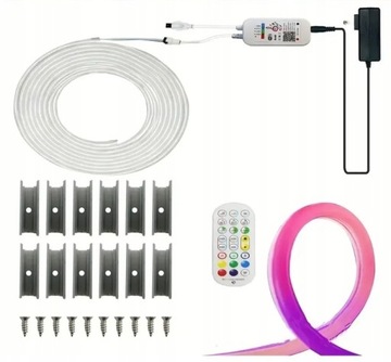 TAŚMA NEON LED 10M 5050 RGB WIFI TUYA APLIKACJA PILOT WODODPORNA 120LED/M