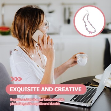 Różowe gliniane koraliki do telefonu komórkowego, smycze, klucze