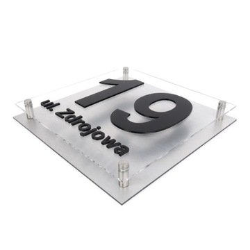 Tablica adresowa adres 3D numer na dom 25x25 szczotkowane aluminium