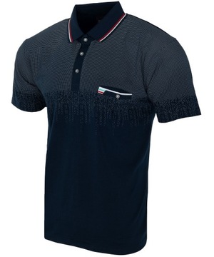 ФУТБОЛКА ПОЛО мужская, ТЕМНО-СИНЯЯ, с карманом, размер XXL