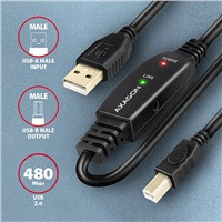 AXAGON ADR-220B, USB 2.0 A-M - B-M aktywny połączeniowy / repeater kabel, 2
