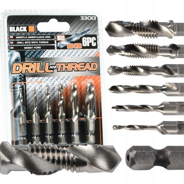 WIERTŁA GWINTUJĄCE HSS M3 - M10 GWINTOWNIKI 6 SZT.