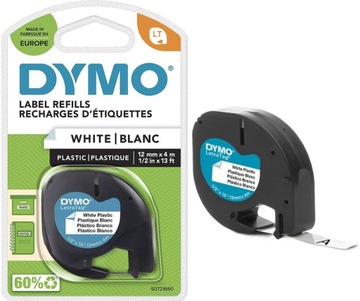 Taśma Dymo LetraTag biała plastik 12mm 4mb , oryginalna