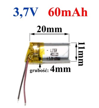 a Akumulator Bateria Bluetooth BT 401120 60mAh