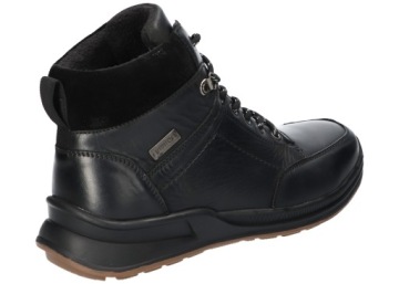 МУЖСКИЕ КОЖАНЫЕ ЗИМНИЕ БОТИНКИ AMERICAN CLUB CY165 С УТЕПЛЕННЫМИ ТРАПЕРАМИ, ЧЕРНЫЕ 44